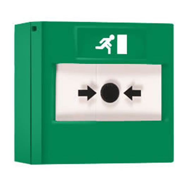 dubbel wisselcontact reset brandmelder / opbouw / inbouw groen rp-gd2-11