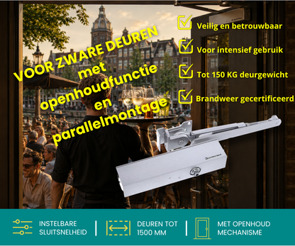 Dorrenhaus D-3036-HO-PA Türschließer für Parallelmontage mit Feststellfunktion (40-150 kg)