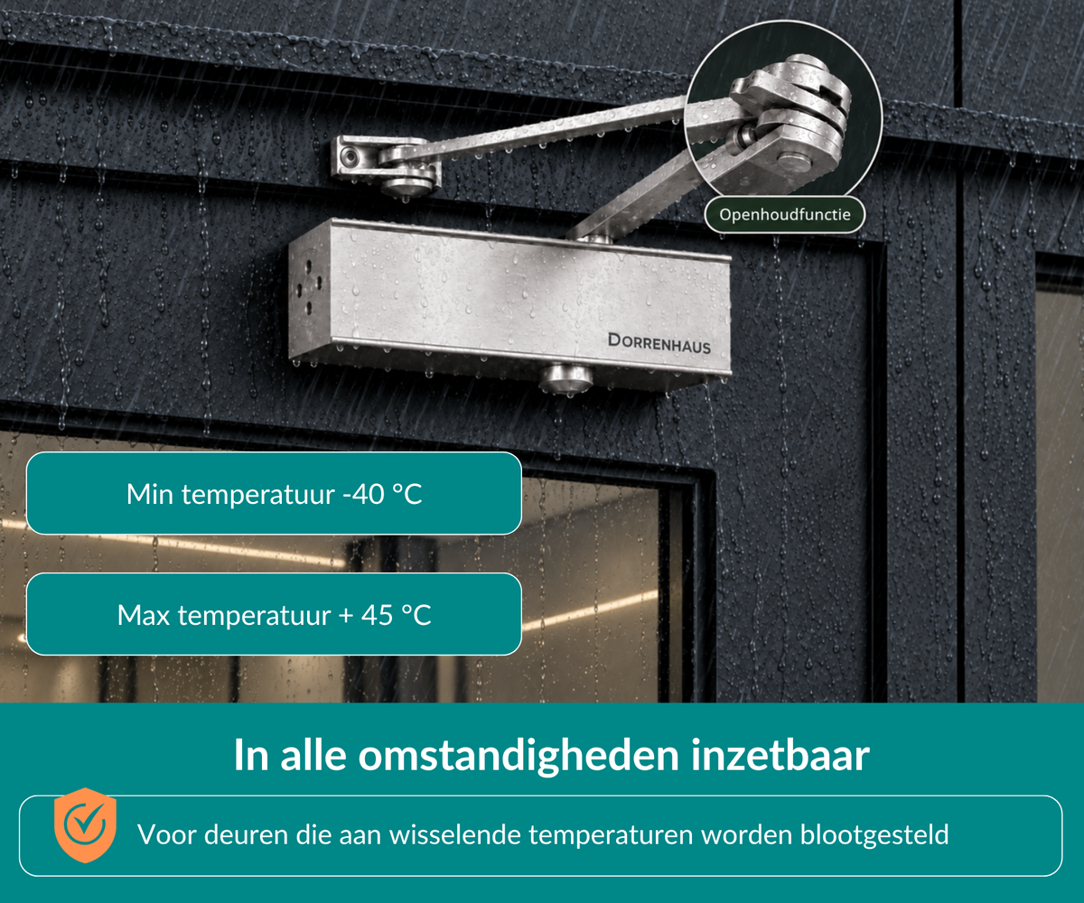 Dorrenhaus D-2025-HO deurdranger met schaararm en openhoudfunctie (40-100 kg)