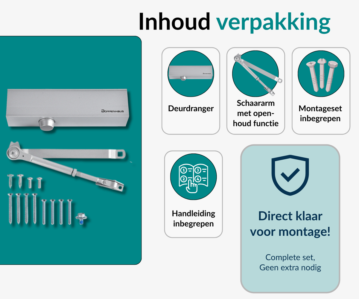Dorrenhaus D-2025-HO deurdranger met schaararm en openhoudfunctie (40-100 kg)