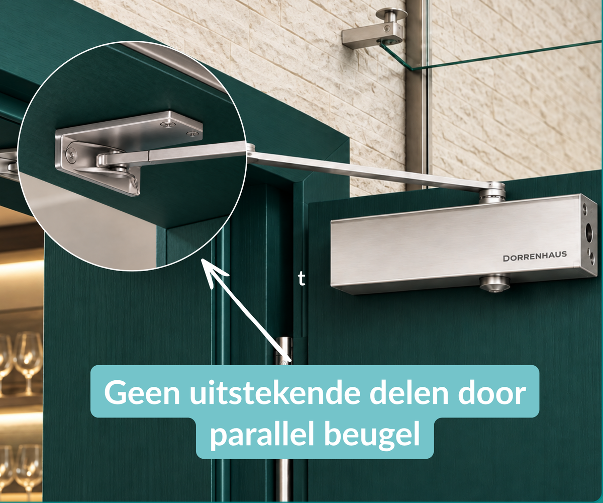 Dorrenhaus D-2025-HO-PA deurdranger voor parallelmontage met openhoudfunctie (40-100 kg)