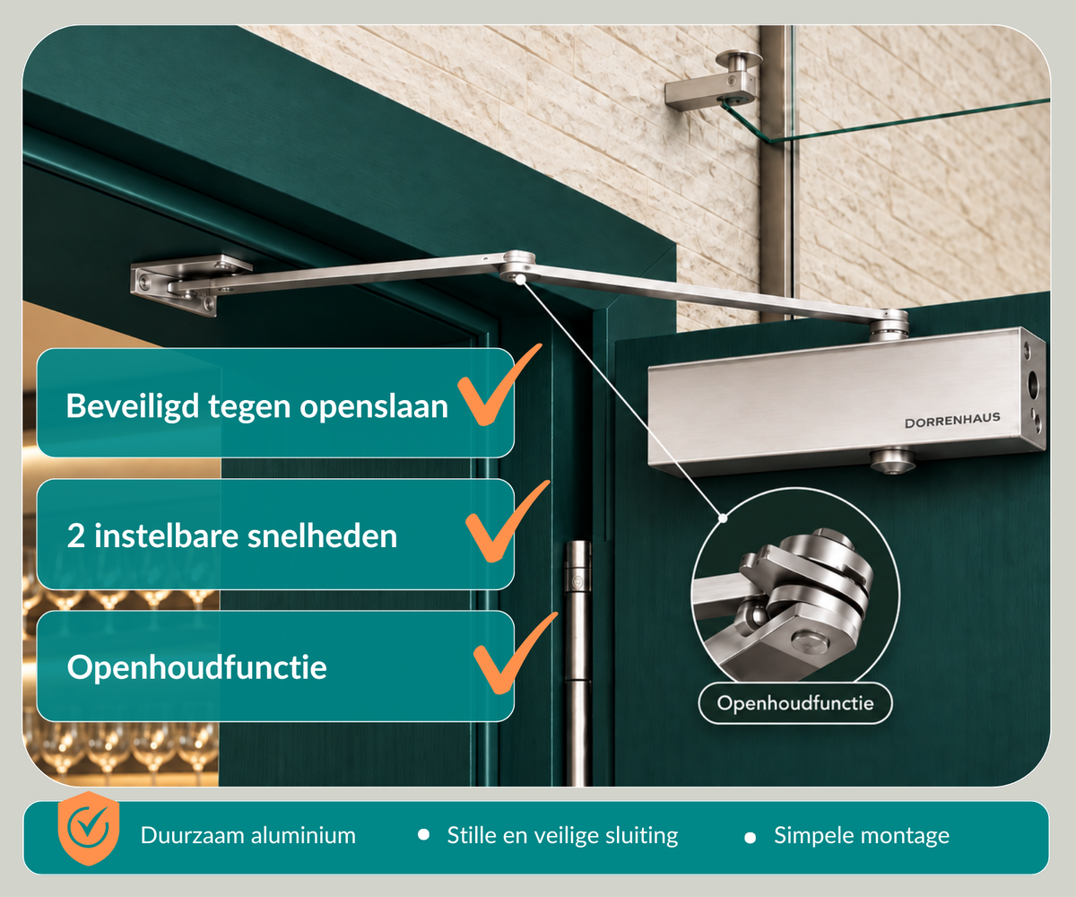 Dorrenhaus D-2025-HO-PA deurdranger voor parallelmontage met openhoudfunctie (40-100 kg)