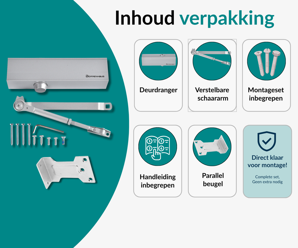 Dorrenhaus D-2025-HO-PA deurdranger voor parallelmontage met openhoudfunctie (40-100 kg)