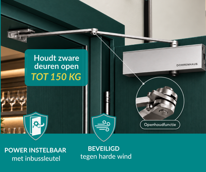 Dorrenhaus D-3036-HO-PA deurdranger voor parallelmontage met openhoudfunctie (40-150 kg)