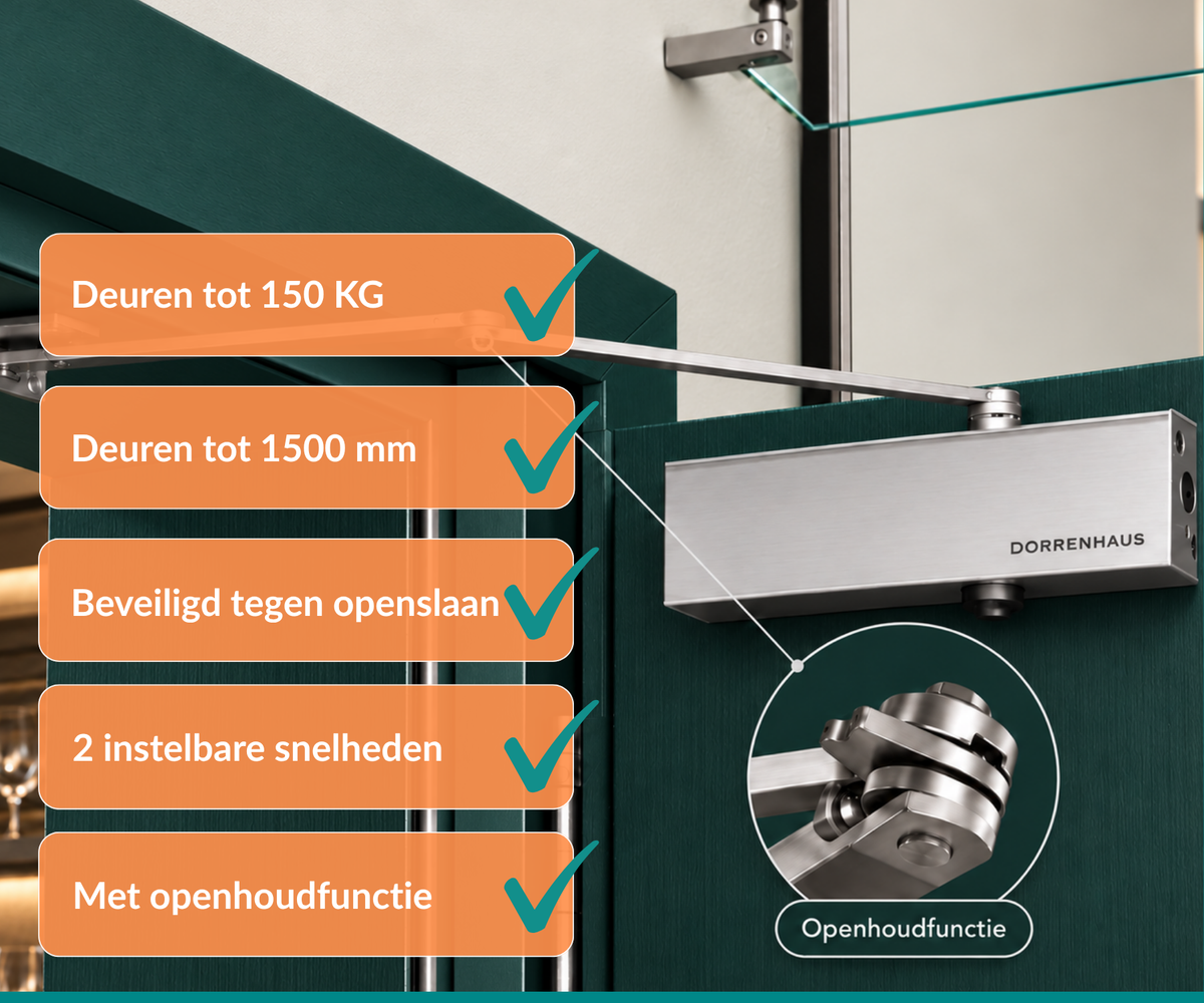 Dorrenhaus D-3036-HO-PA deurdranger voor parallelmontage met openhoudfunctie (40-150 kg)