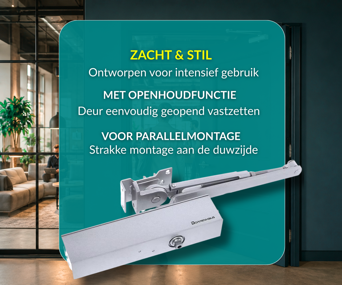 Dorrenhaus D-3036-HO-PA deurdranger voor parallelmontage met openhoudfunctie (40-150 kg)
