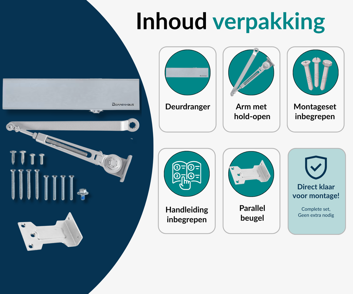 Dorrenhaus D-3036-HO-PA deurdranger voor parallelmontage met openhoudfunctie (40-150 kg)