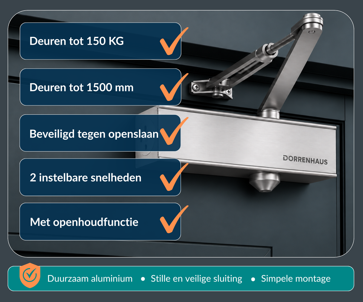 Dorrenhaus D-3036-HO deurdranger met schaararm en openhoudfunctie (40-150 kg)