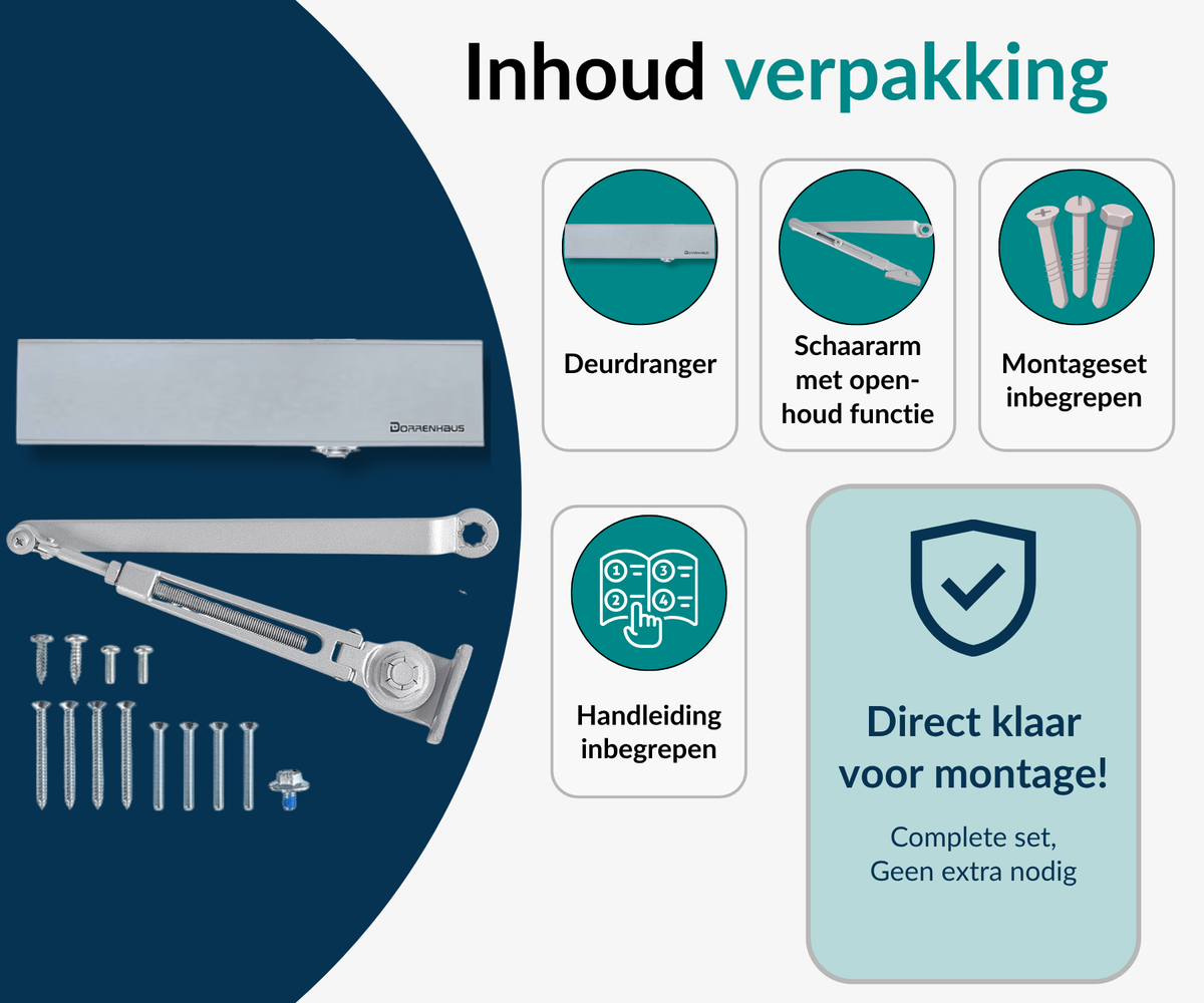 Dorrenhaus D-3036-HO deurdranger met schaararm en openhoudfunctie (40-150 kg)