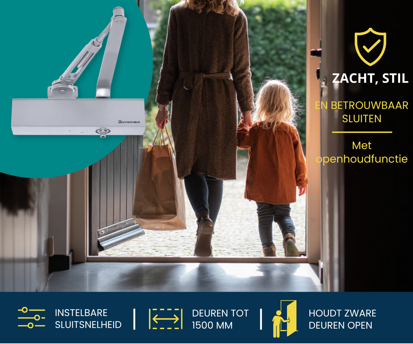 Dorrenhaus D-3036-HO deurdranger met schaararm en openhoudfunctie (40-150 kg)