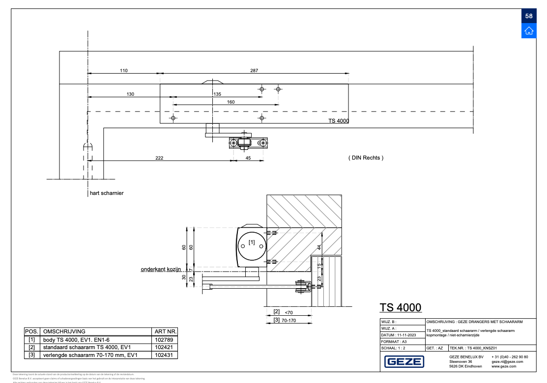 TS-4000-HO GEZE deurdranger (50-150KG)