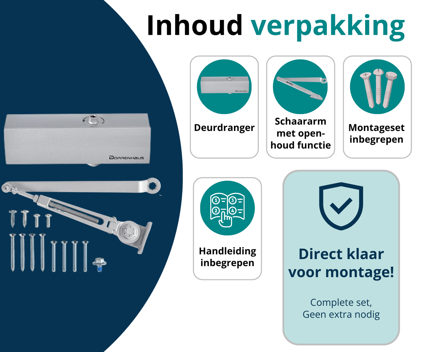 Dorrenhaus D-3036-HO deurdranger met schaararm en openhoudfunctie (40-150 kg)