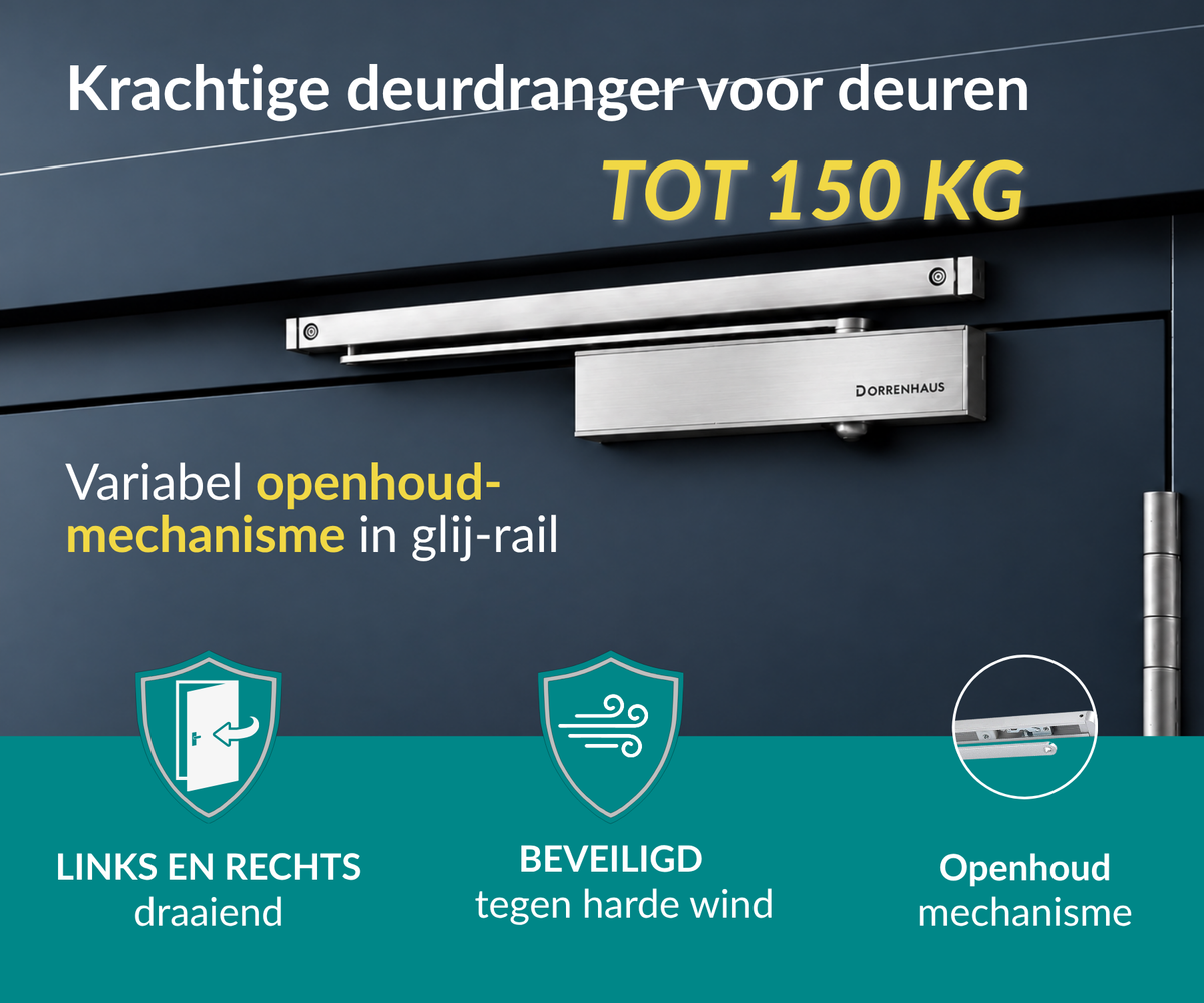 Dorrenhaus D-3036-H-HO doorcloser with slide arm and hold-open function (40-150 kg)