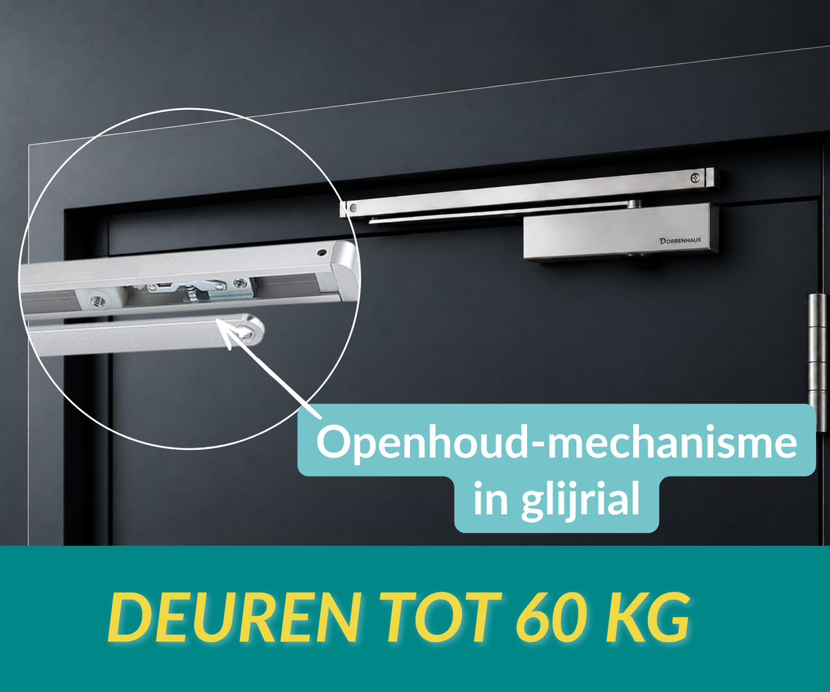 Dorrenhaus D-904-H-HO deurdranger met glij-arm en openhoudfunctie (20-60 kg)