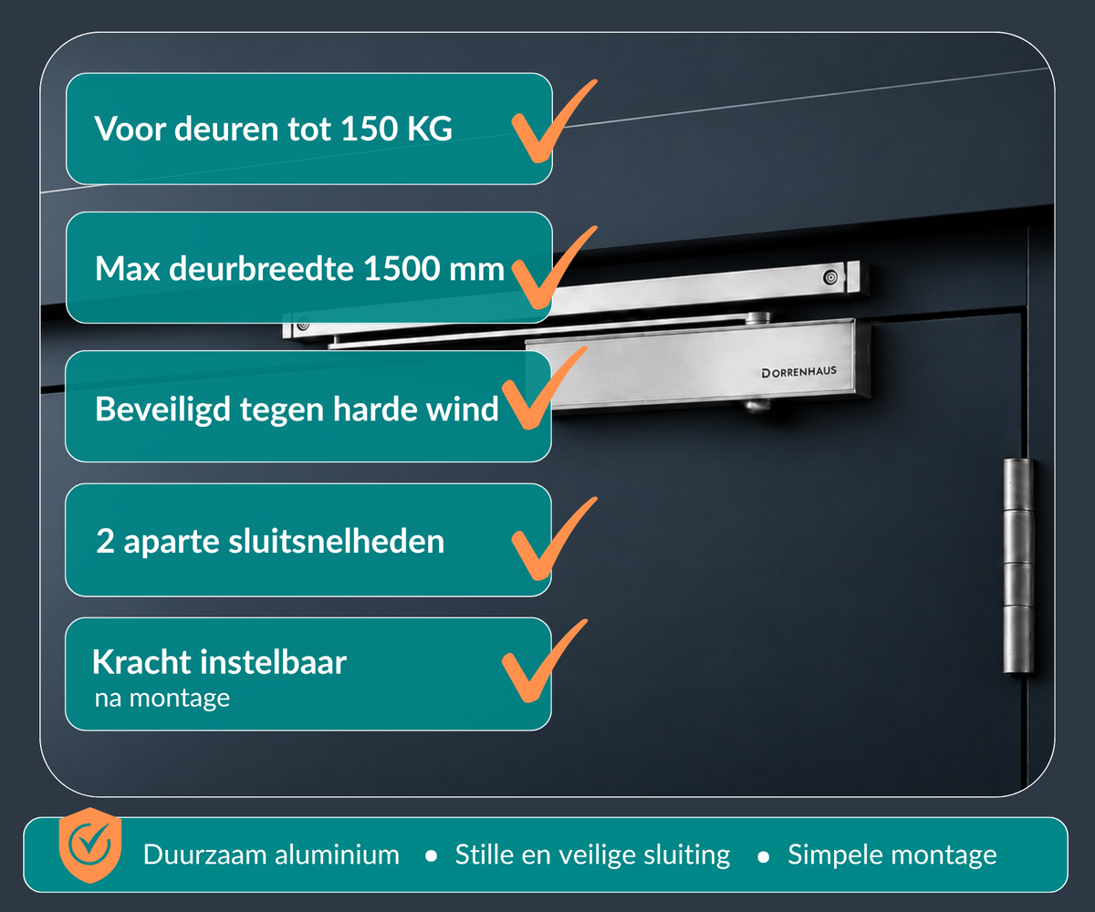 Dorrenhaus D-3036-H-HO doorcloser with slide arm and hold-open function (40-150 kg)
