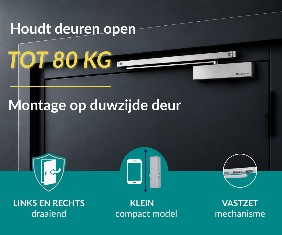 Dorrenhaus D-904-H-PA-HO deurdranger voor parallelmontage met openhoudfunctie (20-80 kg)