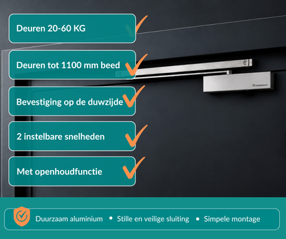 Dorrenhaus D-904-H-PA-HO deurdranger voor parallelmontage met openhoudfunctie (20-80 kg)