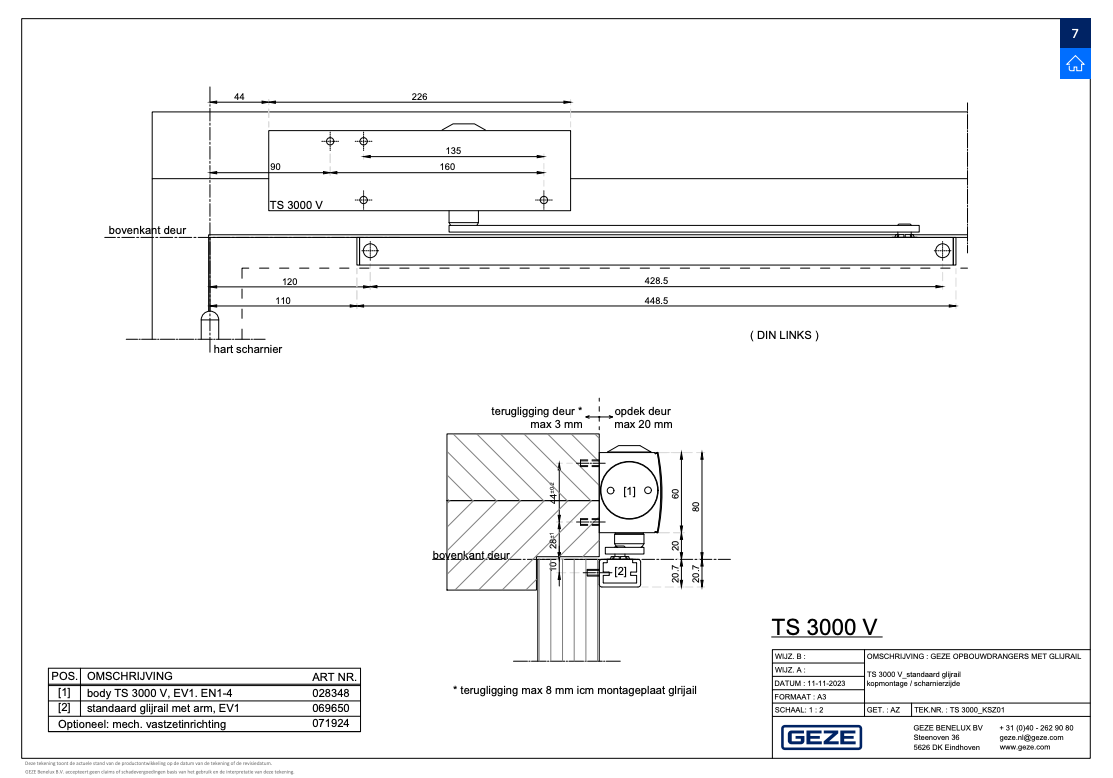TS-5000 GEZE deurdranger (50-150KG)