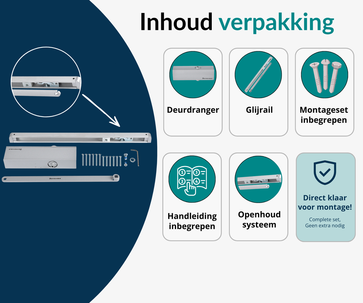 Dorrenhaus D-904-H-HO deurdranger met glij-arm en openhoudfunctie (20-60 kg)